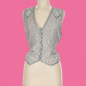 Vintage Spenser Jeremy Beaded Silk Vest sz medium; perfect condition